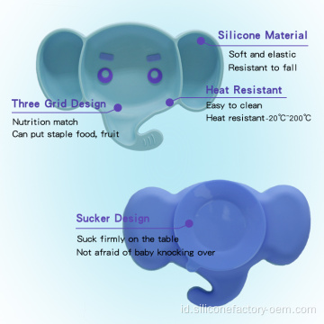 Anak-anak Blue Plate Cutlery Non-Slip Mini Silicone Bowl